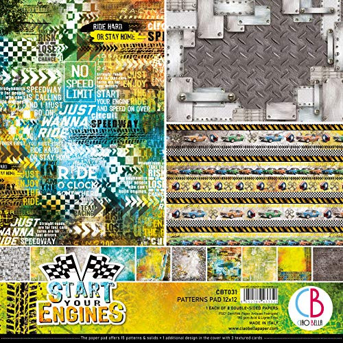 CIAO BELLA PAPER Pap PAD 12" 8/PKG, Start Your Engines, 8 Designs/1 Each