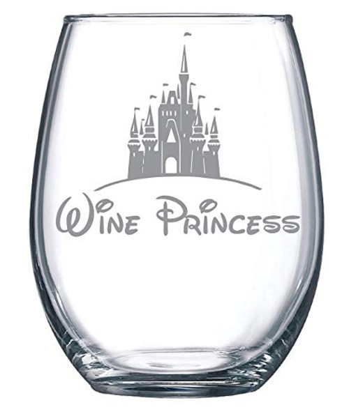 Wine Princess - 21oz Stemless Wine Glass - Wine Lover Funny Gift Funny Wine Glass