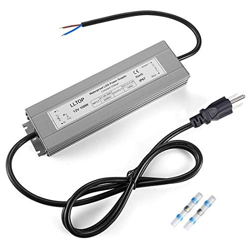 LLTOP LED Driver 100 Watts Waterproof IP67 Power Supply AC100-264V to 12V DC Low Voltage Transformer Ultra Thin Adapter for Outdoor LED Lights, Computer Project