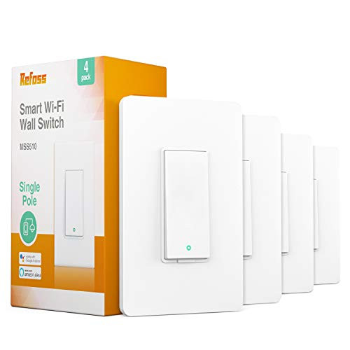 Refoss Smart Wi-Fi Light Switch Wall Switch, Compatible with Alexa and Google Assistant, Remote Control, Timer, Single-Pole, No Hub Required - 4 PACK