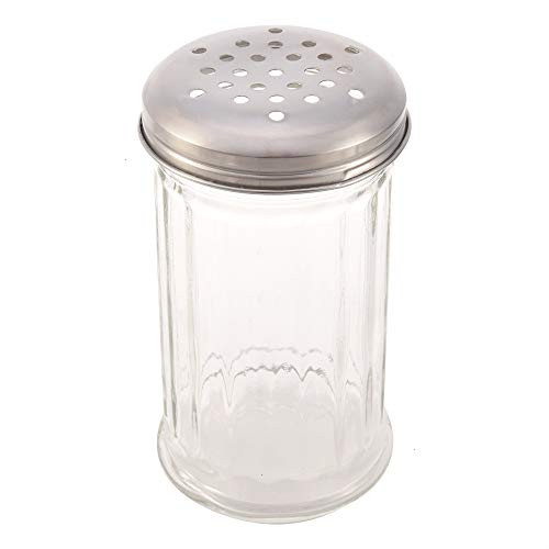 Cheese Shaker, 1 PC Spice Cheese Shaker Glass Server with Stainless Steel Lid and Extra Large Holes for Parmesan and Mozzarella Cheese Shaker, 1 PC Spice Cheese Shaker Glass Server with Stainless Steel Lid and Extra Large Holes for Parmesan and Mozzarella