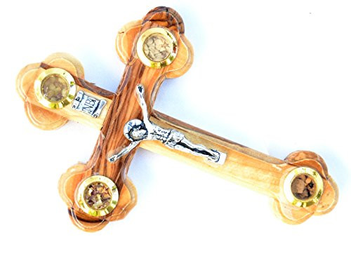 Olive Wood Cross Crucifix Relics Jerusalem Holyland Gift 14cm Olive Wood Cross Crucifix Relics Jerusalem Holyland Gift 14cm