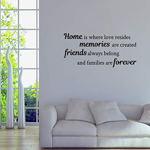 Basicor Home Wall Decal Home is Where Love Resides Families are Forever Quote Wall Sticker Y25