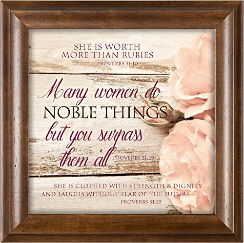 Elanze Designs Proverbs 31 Woman Distressed Wood Design Verona Mocha Wood Finish 12 x 12 Framed Art Wall Plaque