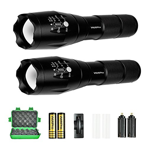 Tactical Flashlight 2 Pack, WdtPro High Lumens XML-T6 LED Flashlights - Zoomable, 5 Modes, Waterproof Handheld Flashlight with Rechargeable 18650 Lithium Ion Battery & Charger Tactical Flashlight 2 Pack, WdtPro High Lumens XML-T6 LED Flashlights - Zoomable, 5 Modes, Waterproof Handheld Flashlight with Rechargeable 18650 Lithium Ion Battery & Charger