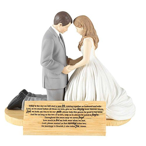 Dicksons Hear Our Prayer Kneeling Bride & Groom 5 x 5.5 Resin Stone Tabletop Figurine