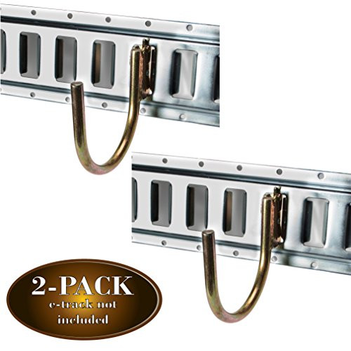 DC Cargo Mall 2 J Hooks for E Track Systems, Large Steel JHook TieDown Accessories for Cargo Tie Down Systems in Trucks, Trailers, Vans, with E-Track Spring Fitting Attachments