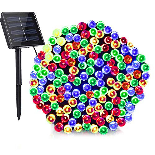 ArtDIY Solar String Lights 72ft 200 LED 8 Modes Multicolored Solar Powered Christmas Lights Waterproof Outdoor Lighting for Xmas Tree Garden Homes Wedding Lawn Décor
