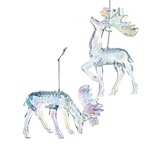 Kurt Adler Blue Set of 2 Moose Ornaments 2 Piece