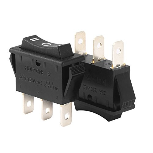 uxcell 5Pcs AC 20A/125V 22A/250V SPDT 3 Terminal 3 Position On-Off-On Switch Boat Rocker Switches Black