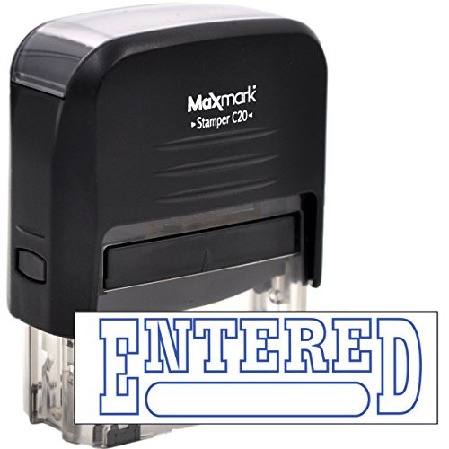 Self Inking Rubber Stamp with Blue Ink (Entered)