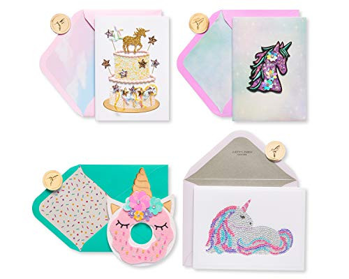 Papyrus Birthday Card Assortment, Rainbow Unicorns (4-Count)