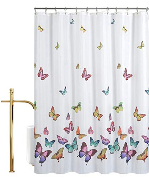 AO BLARE Multicolored Butterflies Shower Curtain Polyester Fabric Waterproof Shower Curtain Set with Hooks, 72 X 72 Inch AO BLARE Multicolored Butterflies Shower Curtain Polyester Fabric Waterproof Shower Curtain Set with Hooks, 72 X 72 Inch