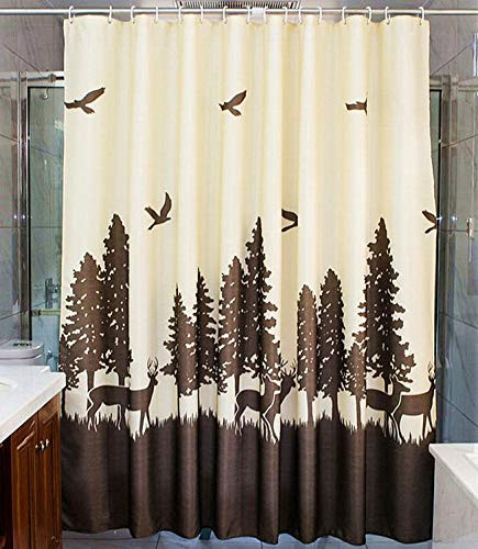 Bronze Fabric Waterproof Polyester Shower Curtain Bathroom Curtain Decorative Shower Curtain liner With 12 Hooks 72 x 72 inches