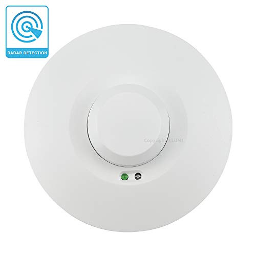 J.LUMI YCA2002 Microwave 5.8 GHz Doppler Radar Motion Sensor, Microwave Motion Detector Light Switch 1200W, Ceiling Mount Motion Detector Ceiling Motion Sensor Switch, White (85-265V AC)
