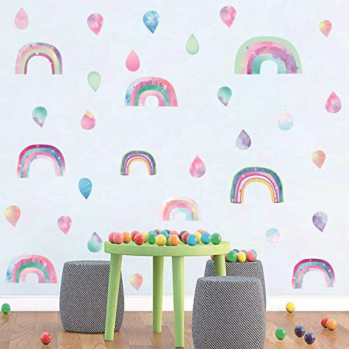 Rainbows Wall Decal Raindrop Wall Sticker Rainbows Wall Sticker Peel and Stick Removable Wall Stickers Nursery Bedroom Decals