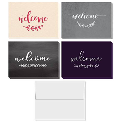 Welcome Cards Box Set | Includes 36 Assorted Greeting Cards and Envelopes - Blank on the Inside - 4 by 6 Inches