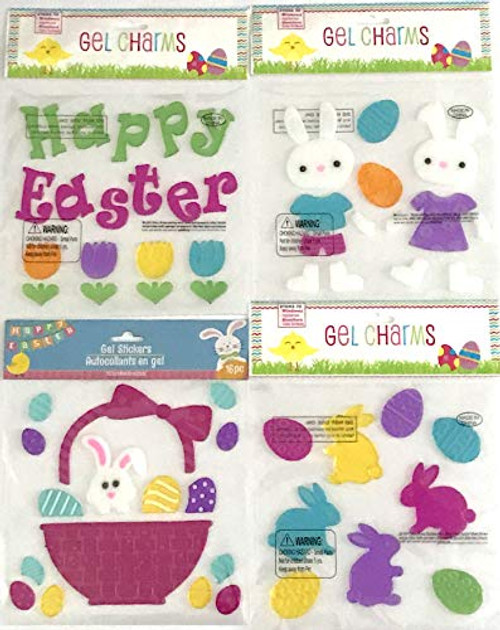 Nantucket Easter Spring Gel Clings: Bunny, Eggs, Flowers, Decoration Pack for Windows, Mirrors, Car and More! Nantucket Easter Spring Gel Clings: Bunny, Eggs, Flowers, Decoration Pack for Windows, Mirrors, Car and More!