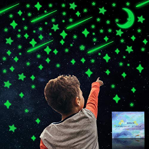 Trimgrace 4 Large Sheets Glow in The Dark Stars Stickers Glowing Stars for Ceiling Decoration Fluorescent Luminous Stars Moon Meteors Stickers Wall Decals for Kids Bedroom Birthday Party Trimgrace 4 Large Sheets Glow in The Dark Stars Stickers Glowing Stars for Ceiling Decoration Fluorescent Luminous Stars Moon Meteors Stickers Wall Decals for Kids Bedroom Birthday Party