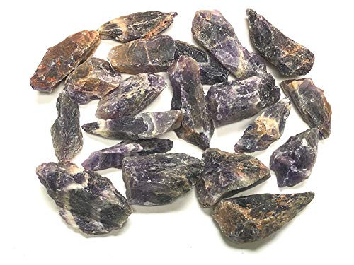 Zentron Crystal Collection: Natural Rough Banded Amethyst Stones - Large 1" Pieces in Velvet Bag (1 Pound)