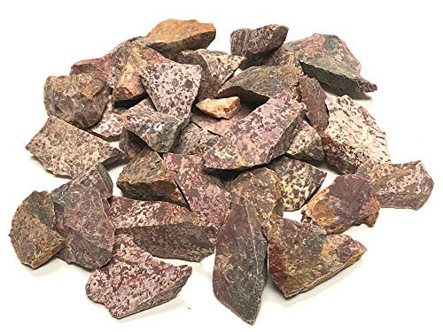 Zentron Crystal Collection: Rough Natural Leopard Jasper Stones, Includes Velvet Bag - Large 1" Pieces (1 Pound)