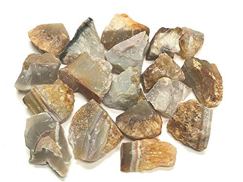 Zentron Crystal Collection Rough Natural Agate Stones - Large 1" Pieces with Velvet Bag (1 Pound)