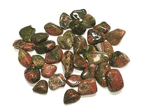 Zentron Crystal Collection: Tumbled Unakite, Includes Velvet Bag - Large 1" Pieces (1 Pound)