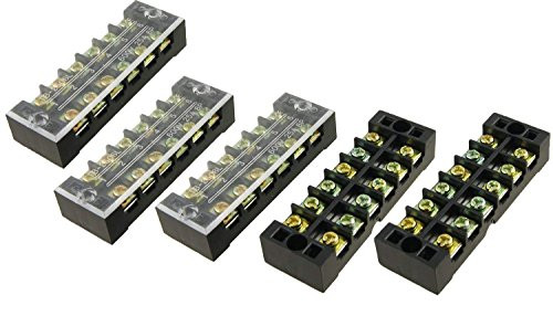 YXQ 600V 25A Double Row 6 Positions Screw Terminal Covered Barrier Strip for TB2506, 5-Piece
