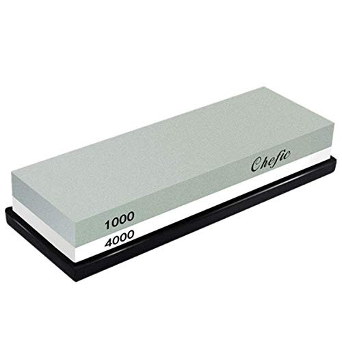 Whetstone Sharpening Stone 1000/4000 Grit - Chefic Premium Knife Sharpener Stone Kit - Waterstone Safe Honing Holder Silicone Base Included, Polishing Tool for Kitchen, Hunting, Pocket Knives,Blades
