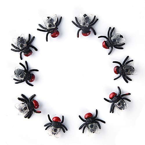 X Hot Popcorn 100 Pcs Fake Flies Plastic Simulated Fly Joke Toys Prank Flies Toys for Joke Halloween Party Favors