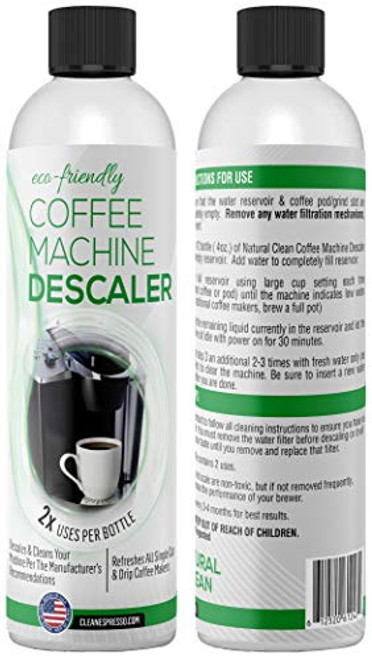 Eco Friendly Descaler - Liquid Descaling Solution for Keurig, Nespresso, Ninja, Delonghi & All Single Use or Drip Coffee Machines & Espresso Makers - Green Descaler Made in the USA by Natural Clean