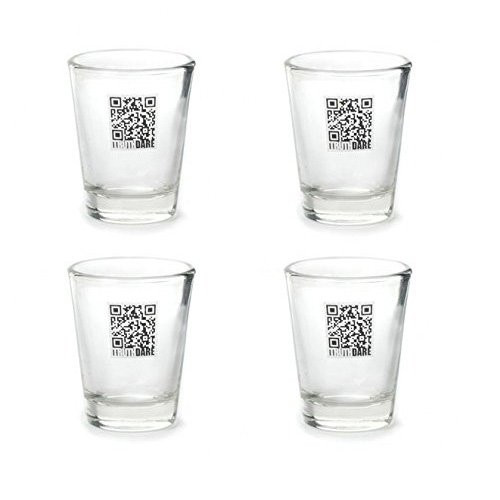 Kikkerland Shot Glass, Truth or Dare, Clear, Set of 4
