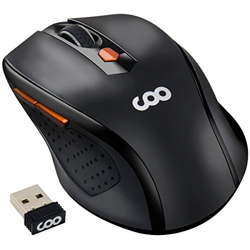 2.4G Wireless Mouse Portable Mobile Optical Mouse with USB Receiver,3 Adjustable DPI Levels,6 Buttons for Notebook,PC,Laptop,Computer,Macbook - Black