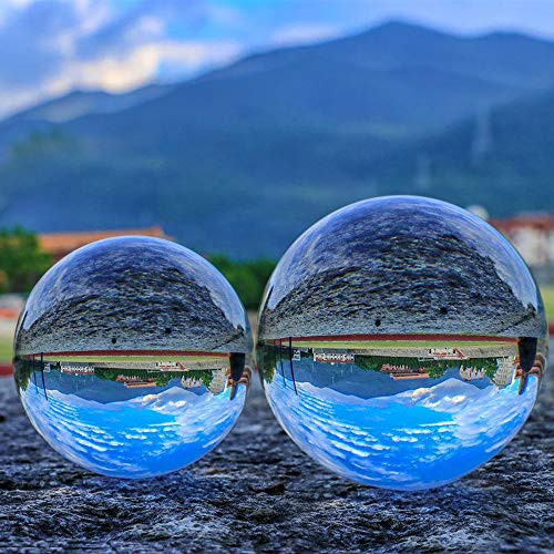 SunAngel 80mm & 60mm Crystal Ball Bundle (3" and 2.4"); Optical Glass Reflective Spheres, K9 Crystal Sphere Ball, Decor Photography Ball, Clear Contact Juggling Ball, No Stand (80MM & 60MM)