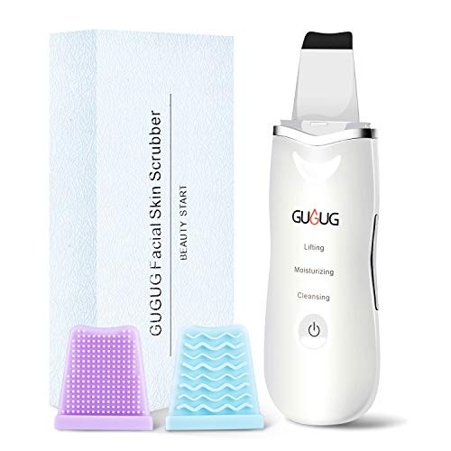GUGUG Skin Scrubber, Skin Spatula, Blackhead Remover Comedone Extractor, Facial Skin Scrubber, Pore Cleanser & IP6X Waterproof USB Charger, Facial Lifting Tool