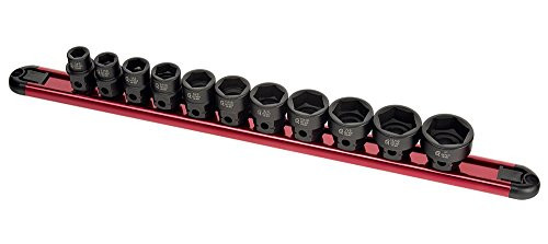 Sunex 2674 1/2" Drive Low Profile Impact Socket Set with Hex Shank SAE, 11-Piece