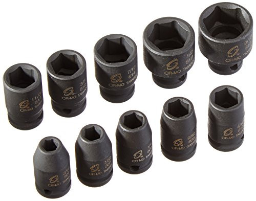 Sunex 1810 10 Piece 1/4" Drive Standard SAE Impact Socket Set