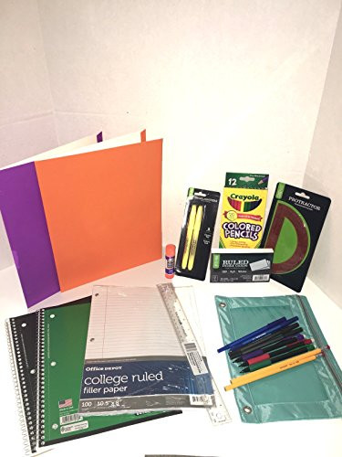 Back to School 5th-12th Grade, Pencils, Crayons, Notebook, Supplies Kit Bundle,