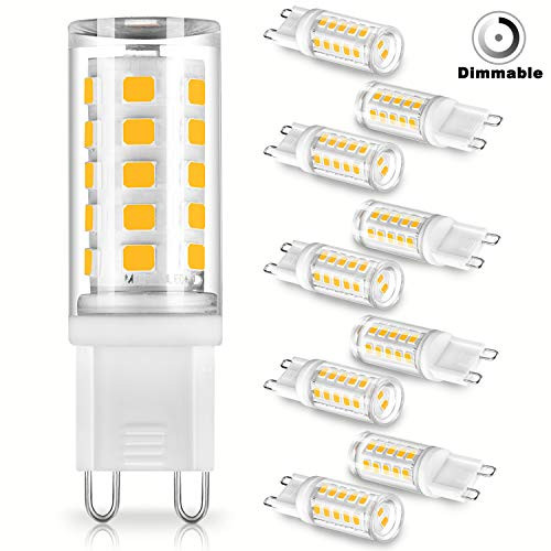 ALIDE G9 Led Bulbs Dimmable 3W Replace 20W 25W 30W Halogen Equivalent,2700K Soft Warm White, AC120V T4 Clear G9 Bi-pin Led Bulbs for Chandelier Pendant Wall Home Lighting,300LM,360Deg,10Pack