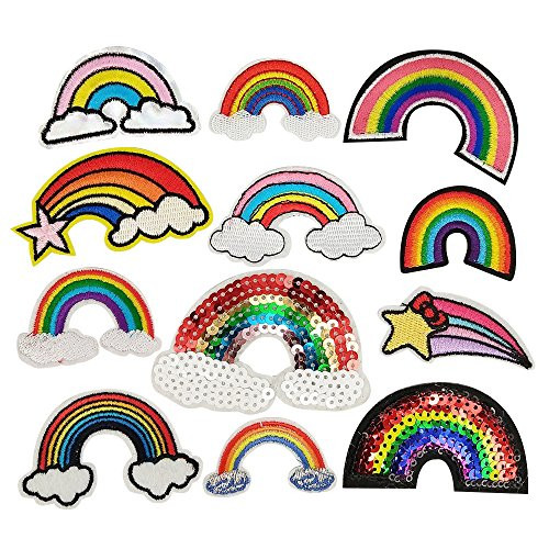 Libiline Kid Embroidered Patch Rainbow Sew On/Iron On Patch Applique Clothes Dress Plant Hat Jeans Sewing Flowers Applique DIY Accessory (Rainbow)