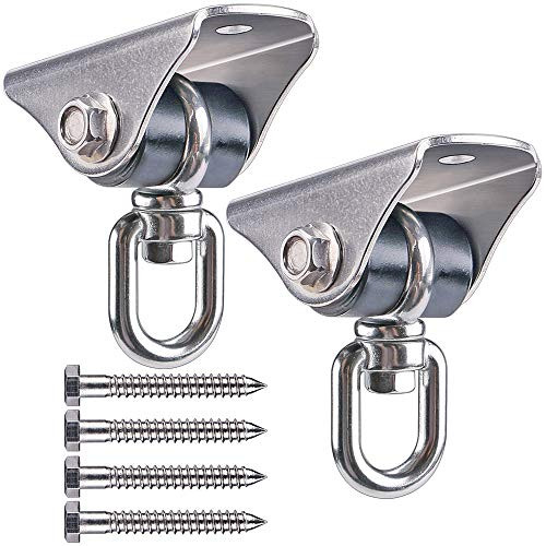 Besthouse Set of 2 Permanent Antirust Stainless Steel 304 Heavy Duty Swing Hangers 1000LB Capacity, Silent Swing Hook 360° Rotation with 4 Lag Screws, Yoga Hammock Chair Sandbag, Swing Sets Besthouse Set of 2 Permanent Antirust Stainless Steel 304 Heavy Duty Swing Hangers 1000LB Capacity, Silent Swing Hook 360° Rotation with 4 Lag Screws, Yoga Hammock Chair Sandbag, Swing Sets