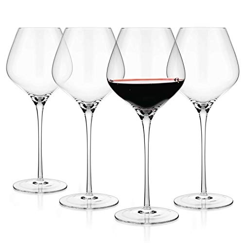 Luxbe - Crystal Wine Large Glasses 24-ounce, Set of 4 - Tall Red or White Wine Glasses - Pinot Noir - Burgundy - Bordeaux - 720ml Luxbe - Crystal Wine Large Glasses 24-ounce, Set of 4 - Tall Red or White Wine Glasses - Pinot Noir - Burgundy - Bordeaux - 720ml