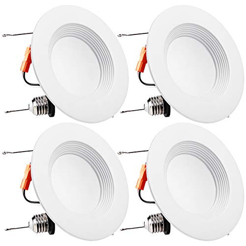 TORCHSTAR 5/6Inch Dimmable LED Retrofit Recessed Downlight with Baffle Trim, 15W (120W Equivalent), UL-Listed, CRI90+, 1100lm, 2700K Soft White, 5 Years Warranty, Pack of 4