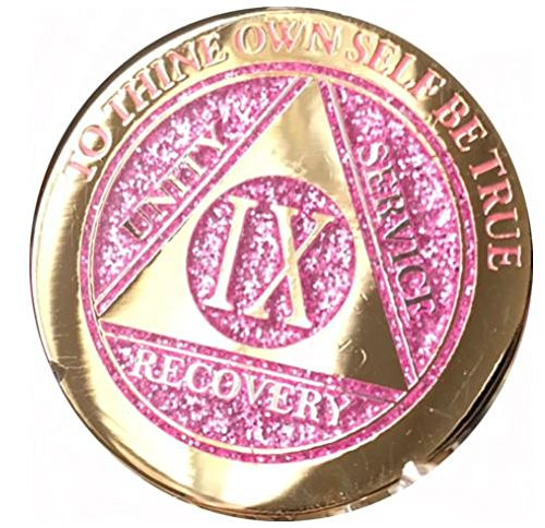 9 Year Elegant Glitter Pink Gold Silver Bi-Plated AA Medallion Chip XI