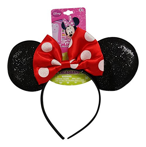 Genuine UPD Minnie Mouse Sparkled Ear Shaped Headband with Red Bow Disney Official Licensed (1 piece)