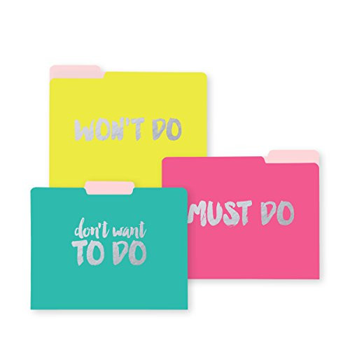 C.R. Gibson Multicolored ''Won't Do, Must Do, Don't Want to Do'' Cute File Folders, 11.5'' L x 9.5'' W, 9 File Folders
