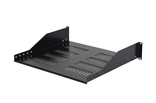 2U Universal Server Shelf Vented Rack Mount Cantilever Shelf 16" Deep, for 19 equipment racks - Fixed Server Rack Cabinet Shelf