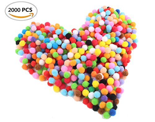 Devis 2000 Piece Pom Poms for Craft Making, Hobby Supplies and DIY Creative Decorations, Assorted Colors