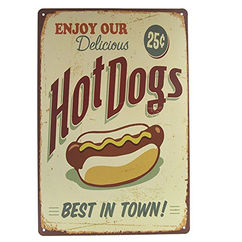 DL-ENJOY HOT DOGS vintage Tin Sign Bar pub home Wall Decor Retro Metal art Poster