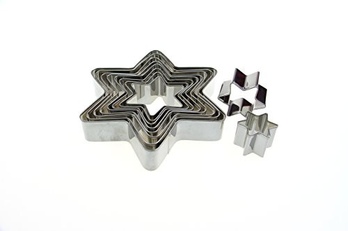 ShengHai Star Cookie Cutter Set, 10-Piece Stainless Steel Six Point Stars Cutters
